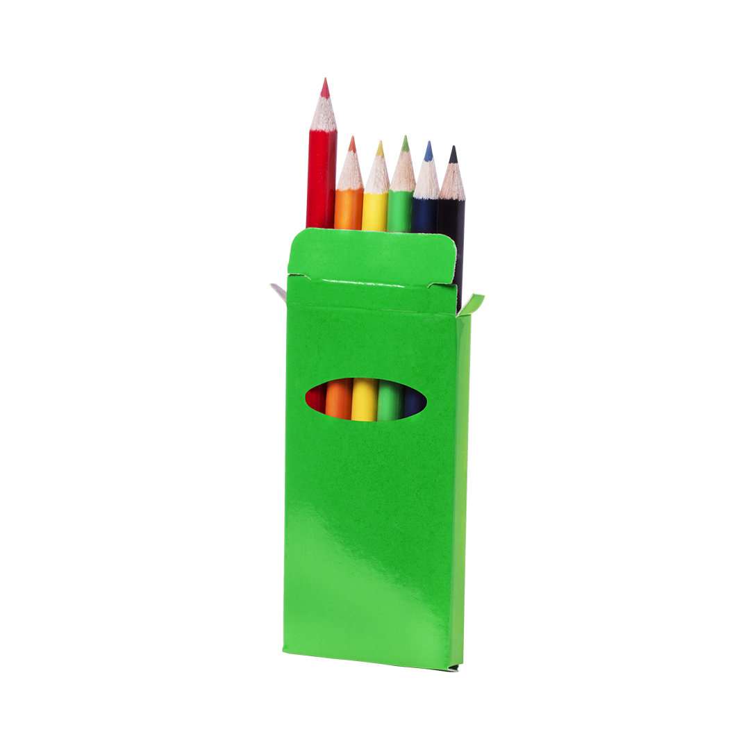 Set de 6 lápices de madera de colores brillantes con caja ventana