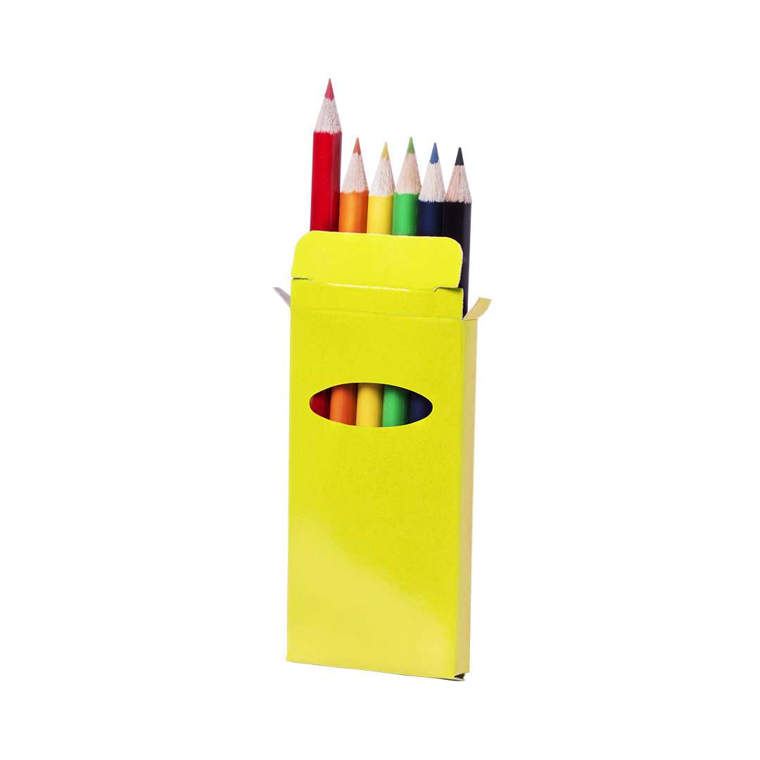Set de 6 lápices de madera de colores brillantes con caja ventana