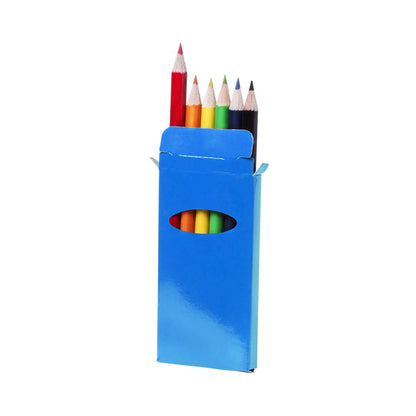 Set de 6 lápices de madera de colores brillantes con caja ventana