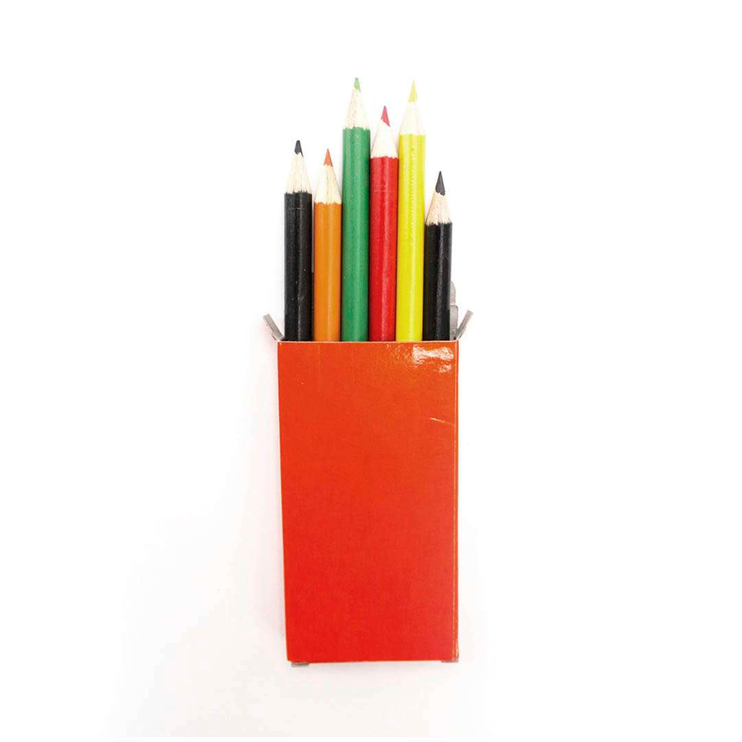 Set de 6 lápices de madera de colores brillantes con caja ventana