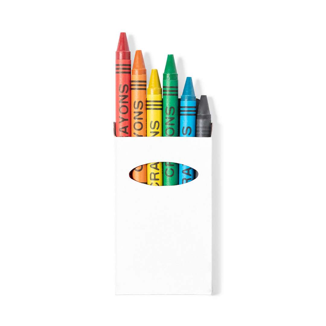 Set de 6 ceras de colores brillantes en caja con ventana