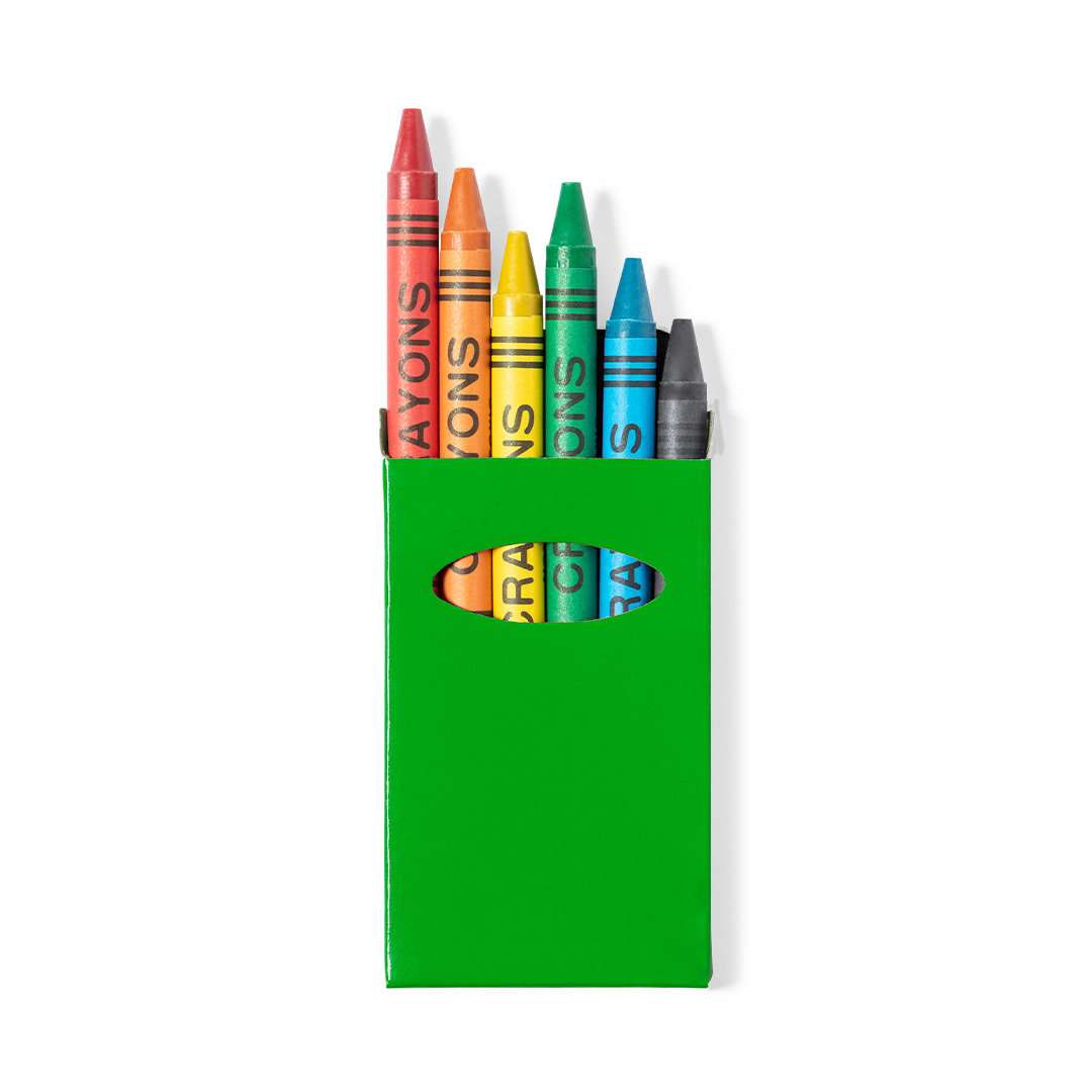 Set de 6 ceras de colores brillantes en caja con ventana