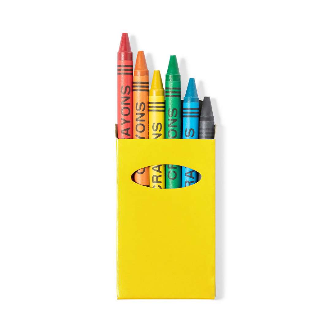 Set de 6 ceras de colores brillantes en caja con ventana