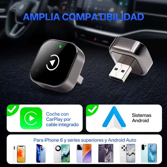 Adaptador Inalámbrico Almalux® CarPlay y Android Auto 2 en 1 | Bluetooth 5.0 y WiFi 5GHz Plug & Play