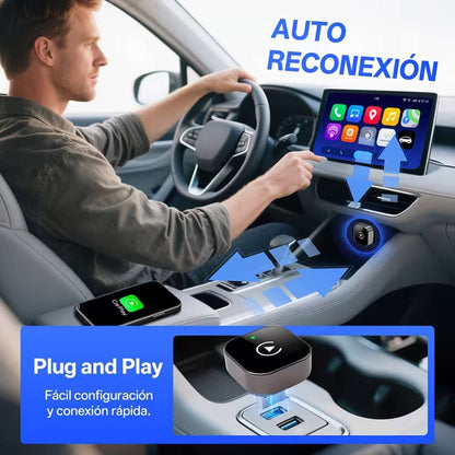 Adaptador Inalámbrico Almalux® CarPlay y Android Auto 2 en 1 | Bluetooth 5.0 y WiFi 5GHz Plug & Play