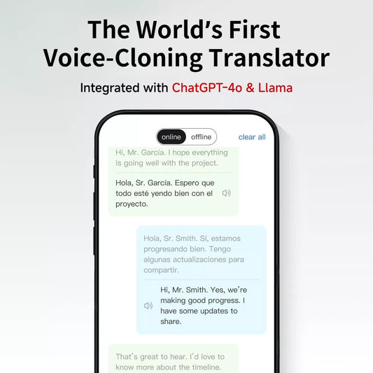 Dispositivo Traductor De Idiomas Automático Portátil Almalux® AI para teléfono iOS y Android