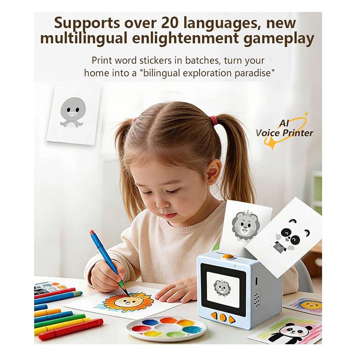 Mini Impresora Térmica Almalux® AI Printer Portátil con Bluetooth, WiFi, Impresión por Voz, Modos de Dibujo y Batería Recargable