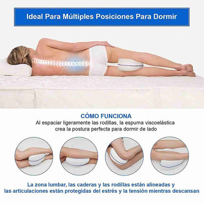 Almohada Almalux® para Piernas y Rodillas -  Cojín ortopédico diseñado para mejorar la calidad del sueño y aliviar dolores en la cadera y la espalda