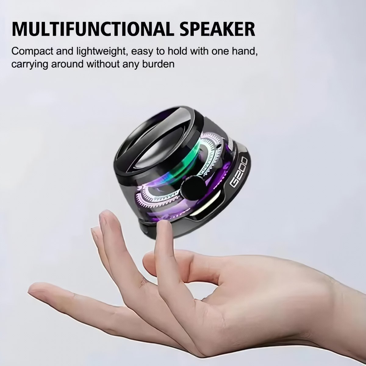 Minialtavoz Subwoofer Magnético Bluetooth Almalux G200 TWS con Luz Ambiental – Sonido Potente y Diseño Portátil