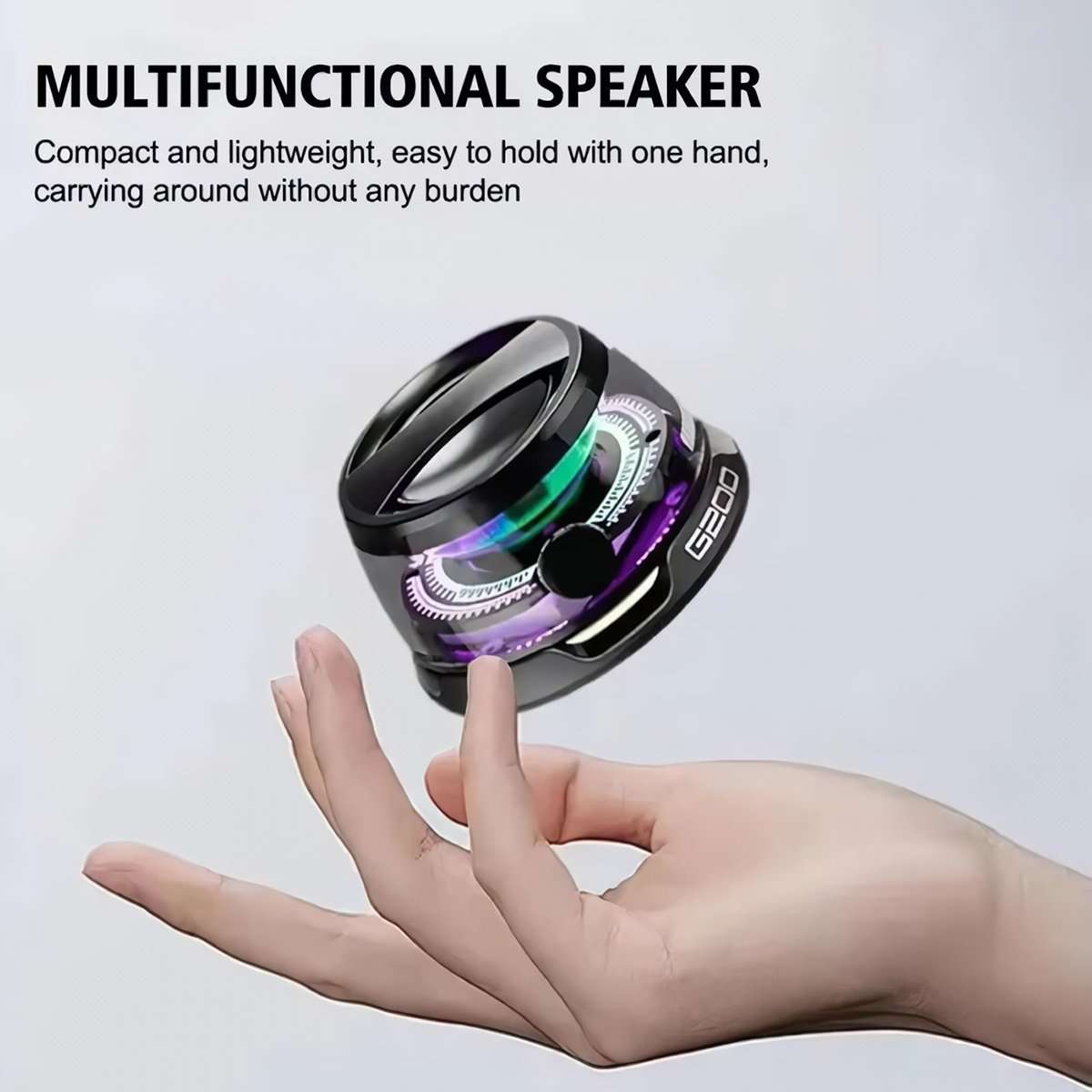 Minialtavoz Subwoofer Magnético Bluetooth Almalux® G200 TWS con Luz Ambiental – Sonido Potente y Diseño Portátil
