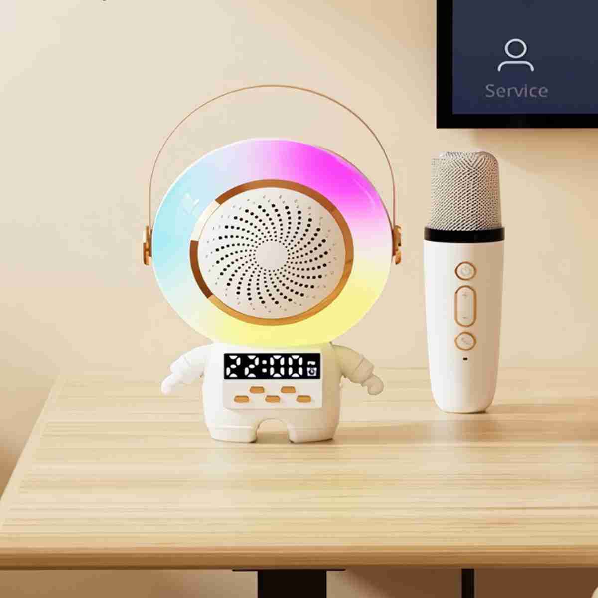 Altavoz Karaoke Almalux® con forma de Astronauta y doble micrófono