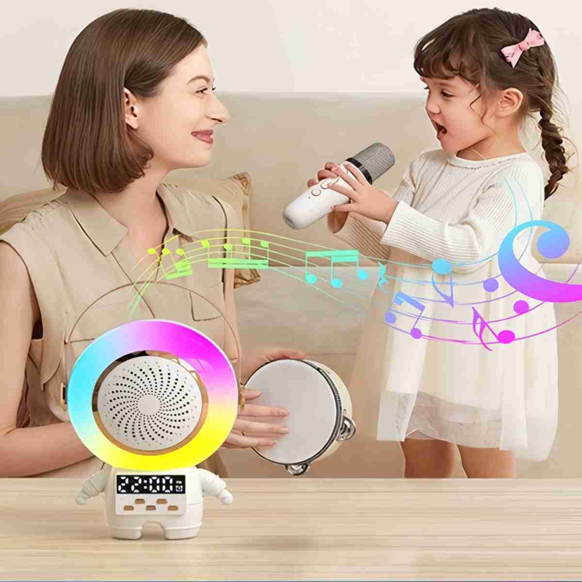 Altavoz Karaoke Almalux® con forma de Astronauta y doble micrófono