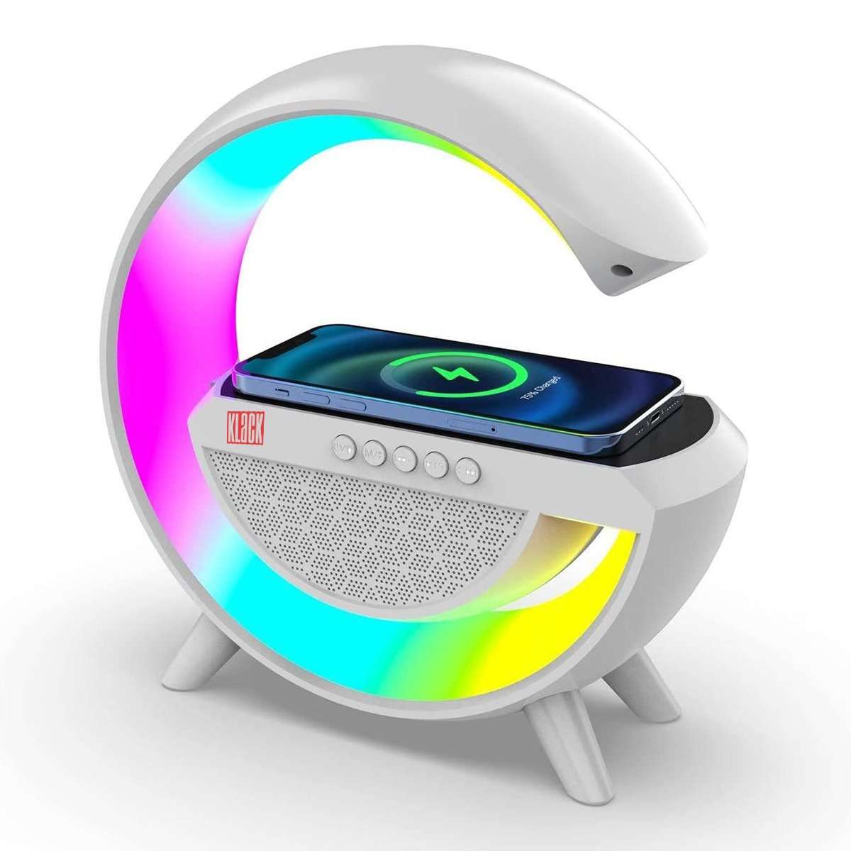 Altavoz Lámpara Bluetooth portátil Almalux® -  Lámpara de mesa, Altavoz y cargador inalámbrico tipo G