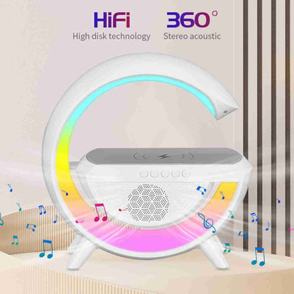 Altavoz Lámpara Bluetooth portátil Almalux® -  Lámpara de mesa, Altavoz y cargador inalámbrico tipo G