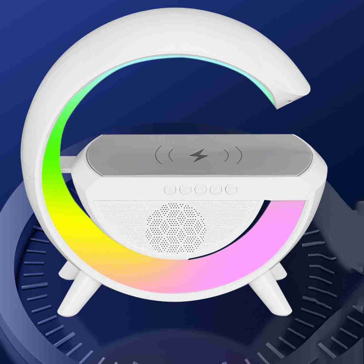 Altavoz Lámpara Bluetooth portátil Almalux® -  Lámpara de mesa, Altavoz y cargador inalámbrico tipo G