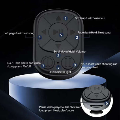 Anillo de Control Remoto Almalux®, Diseño Ergonómico, Control Bluetooth para Controlar Remotamente TikTok, Selfies, Me Gusta, Subir y Bajar