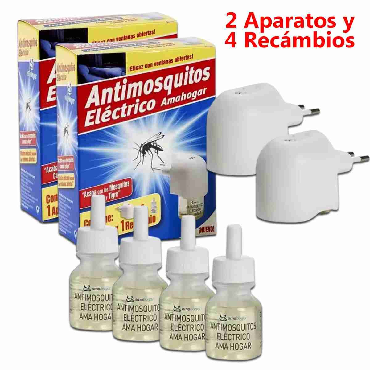 Anti Mosquitos eléctrico Almalux® -  Pack de 2 Aparatos eléctricos con 4 recambios -  Protección para mosquitos común y tigre -  Barrera para mantenerlos alejados