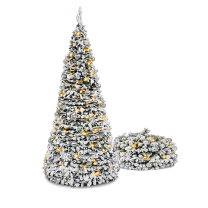 Árbol de Navidad Pop Up Nevado con Bolas Decorativas – Árbol Navideño Artificial de Montaje Rápido