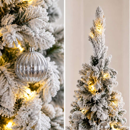 Árbol de Navidad Pop Up Nevado con Bolas Decorativas – Árbol Navideño Artificial de Montaje Rápido