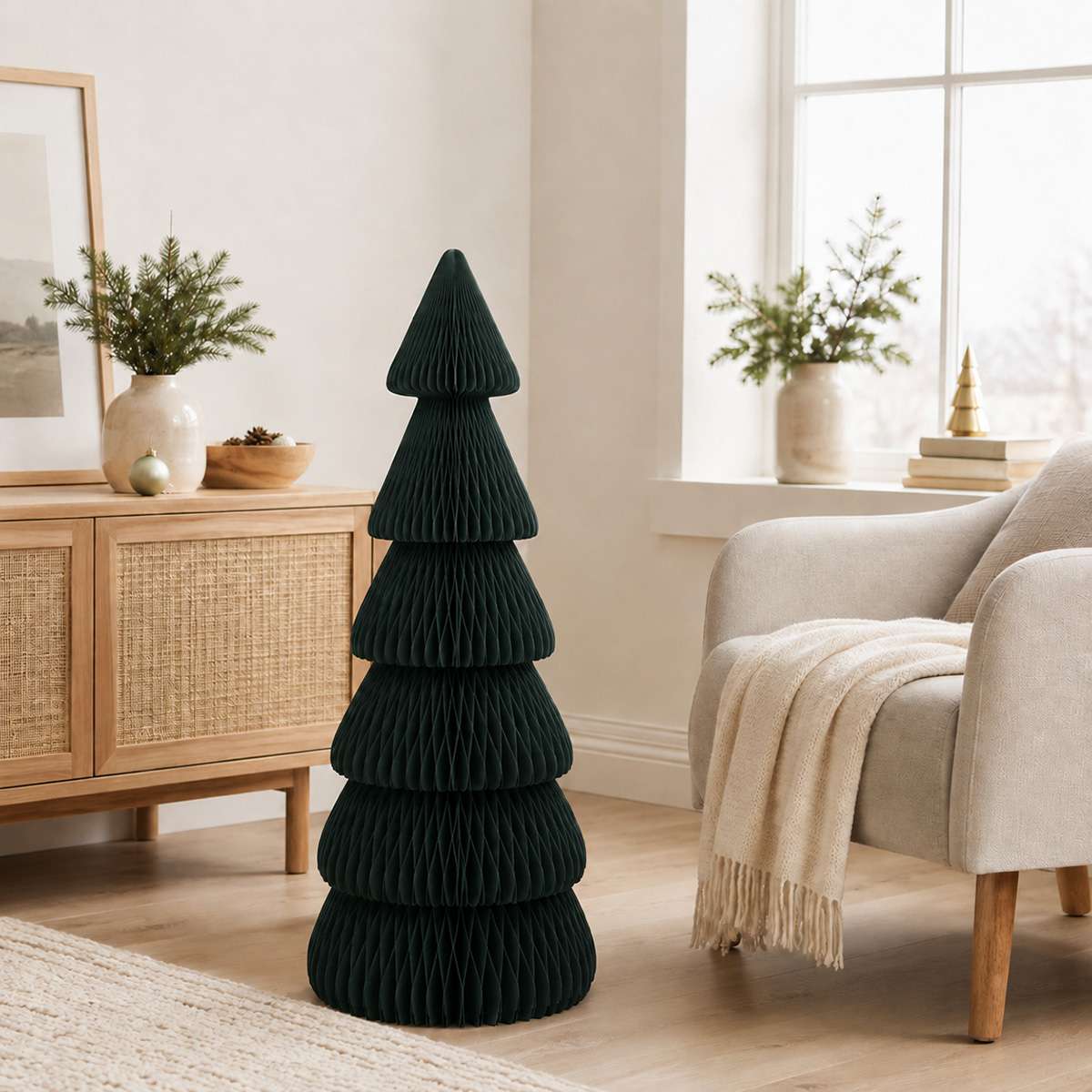 Árbol de Navidad de Papel Verde Plegable Magnético – Decoración Navideña Reutilizable de Montaje Fácil