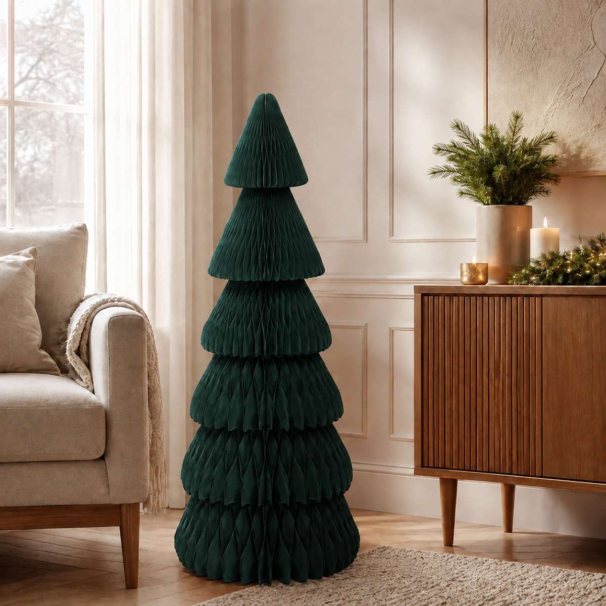 Árbol de Navidad de Papel Verde Plegable Magnético – Decoración Navideña Reutilizable de Montaje Fácil
