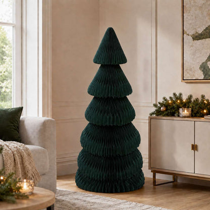 Árbol de Navidad de Papel Verde Plegable Magnético – Decoración Navideña Reutilizable de Montaje Fácil
