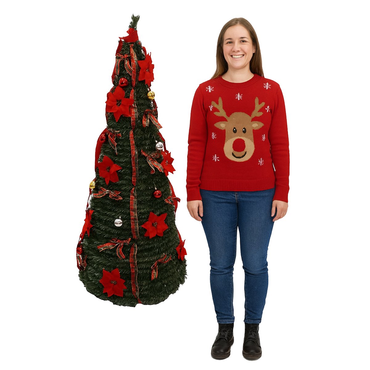 Árbol de Navidad Almalux® PopUp 150 cm – Plegable, Verde con Decoraciones ó Básico | Montaje Rápido y Fácil Almacenaje