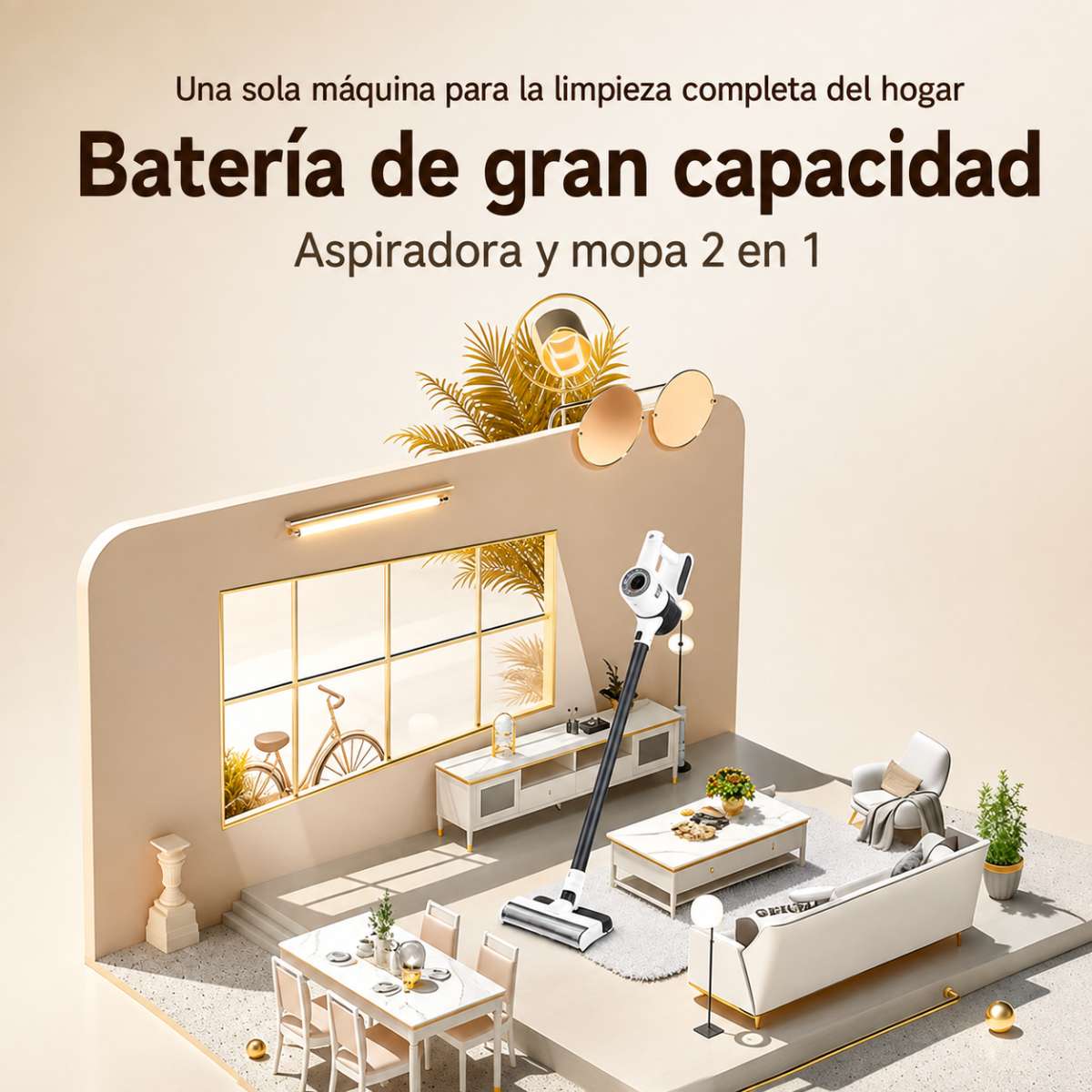 Aspiradora Almalux® Sin Cable 2 en 1 con Mopa, 15000Pa, Depósito 900ml y 35 Min de Autonomía – Aspirador Escoba y de Mano para Suelos, Sofás, Cortinas, Coche y Alfombras