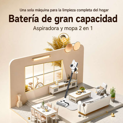 Aspiradora Almalux® Sin Cable 2 en 1 con Mopa, 15000Pa, Depósito 900ml y 35 Min de Autonomía – Aspirador Escoba y de Mano para Suelos, Sofás, Cortinas, Coche y Alfombras