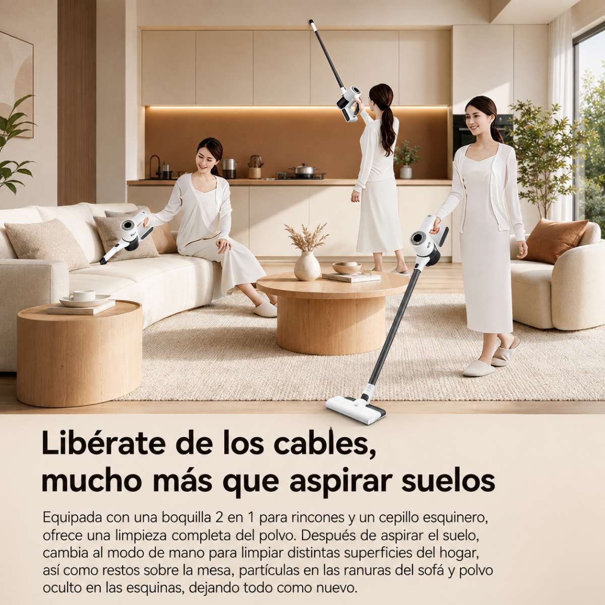 Aspiradora Almalux® Sin Cable 2 en 1 con Mopa, 15000Pa, Depósito 900ml y 35 Min de Autonomía – Aspirador Escoba y de Mano para Suelos, Sofás, Cortinas, Coche y Alfombras