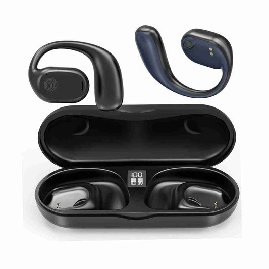 Auriculares Almalux® Bluetooth 5.3 por conducción osea con funda de carga -  12 horas -  impermeables -  inalámbricos para iPhone -  Android y PC -  conciencia de entorno