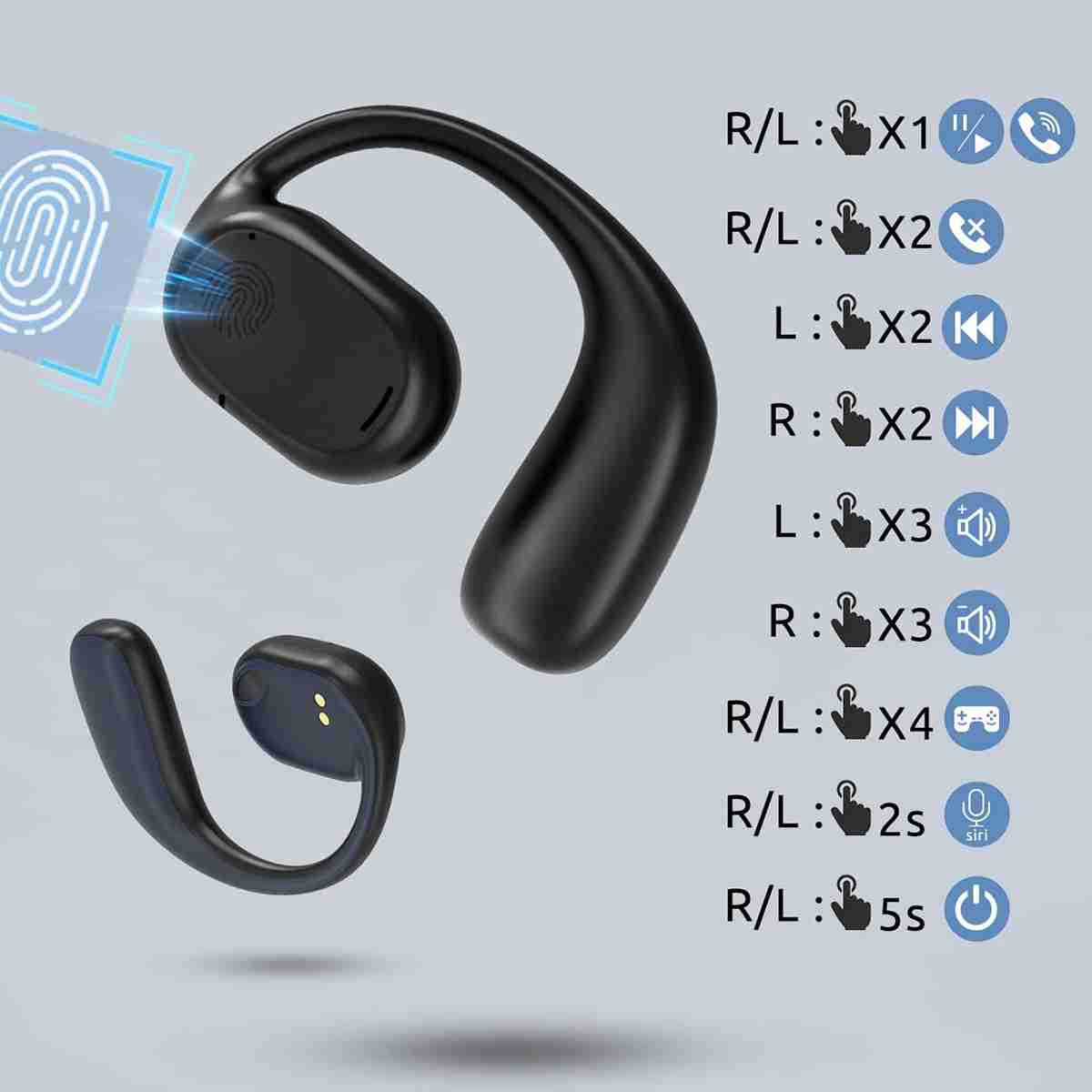 Auriculares Almalux® Bluetooth 5.3 por conducción osea con funda de carga -  12 horas -  impermeables -  inalámbricos para iPhone -  Android y PC -  conciencia de entorno