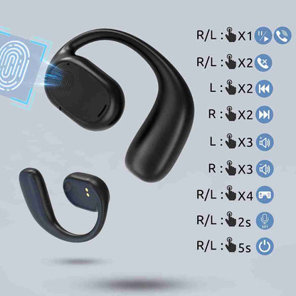 Auriculares Almalux® Bluetooth 5.3 por conducción osea con funda de carga -  12 horas -  impermeables -  inalámbricos para iPhone -  Android y PC -  conciencia de entorno