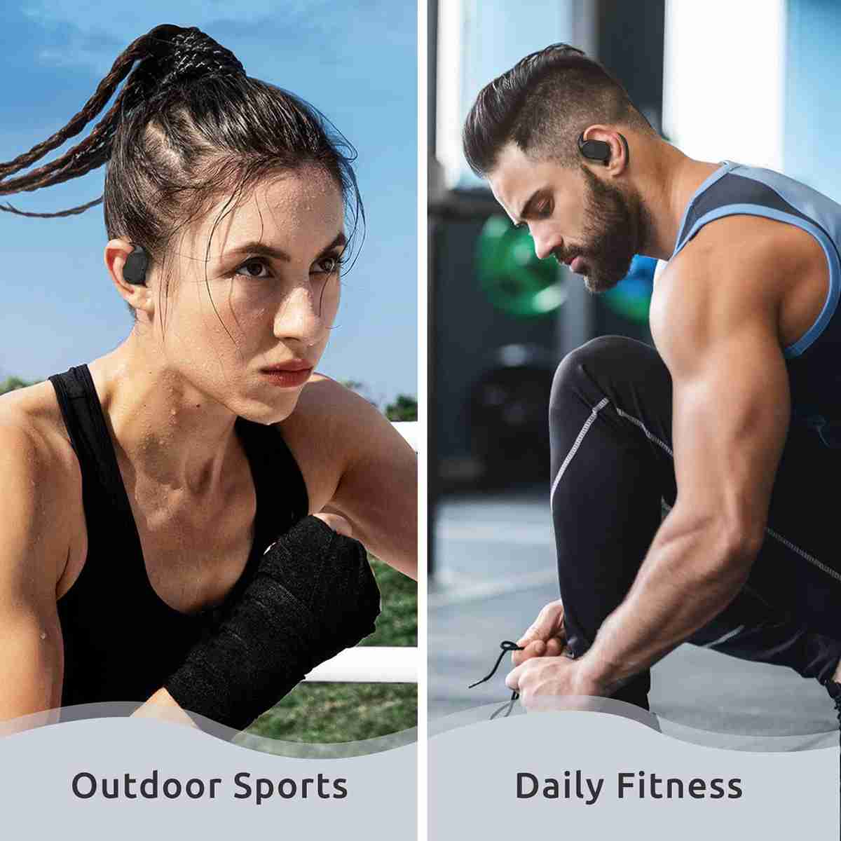 Auriculares Almalux® Bluetooth 5.3 por conducción osea con funda de carga -  12 horas -  impermeables -  inalámbricos para iPhone -  Android y PC -  conciencia de entorno