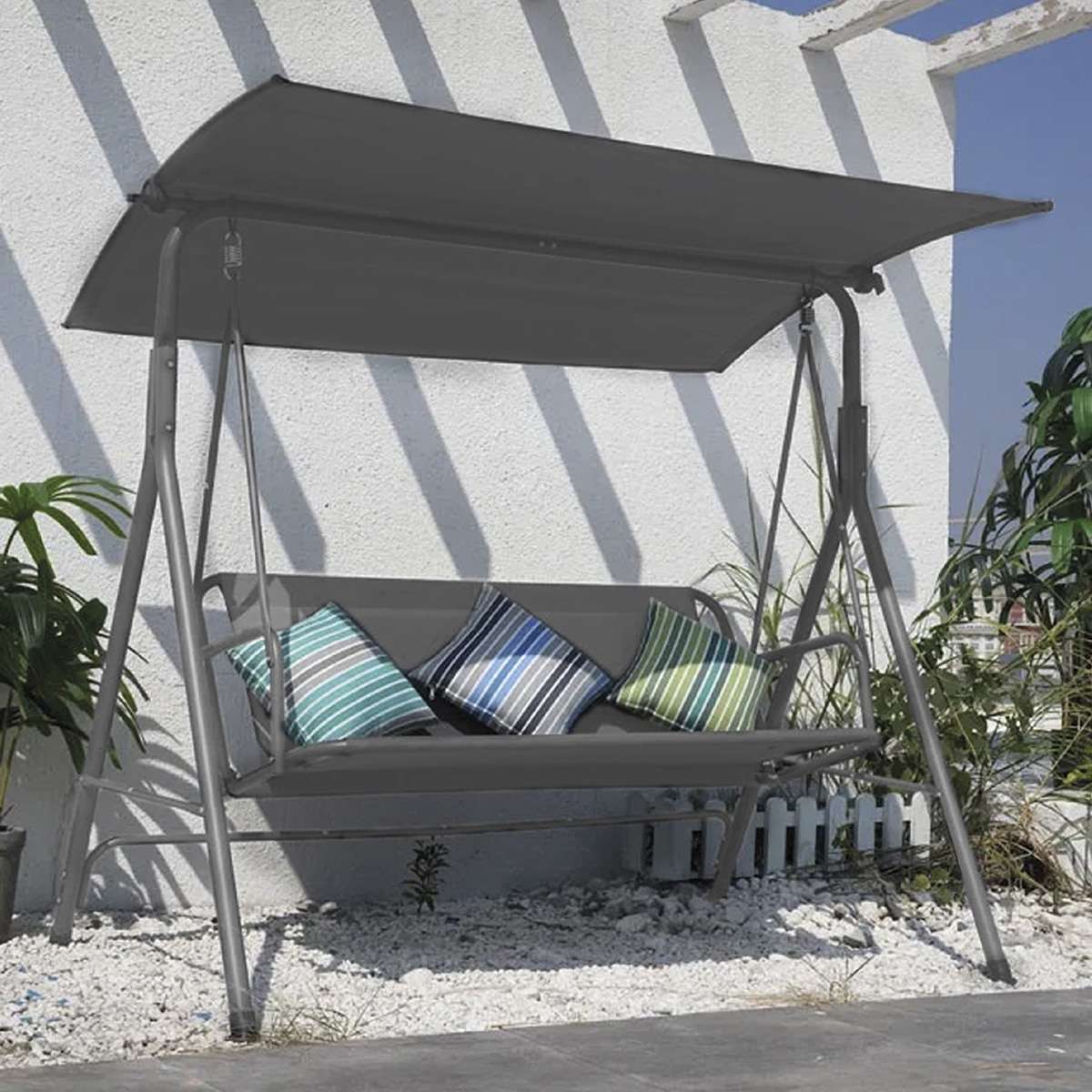 Balancín Antracita Almalux® de 3 Plazas para Jardín, Terraza y Exterior 170 x 120 x 153 cm