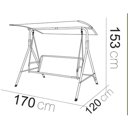 Balancín Antracita Almalux® de 3 Plazas para Jardín, Terraza y Exterior 170 x 120 x 153 cm