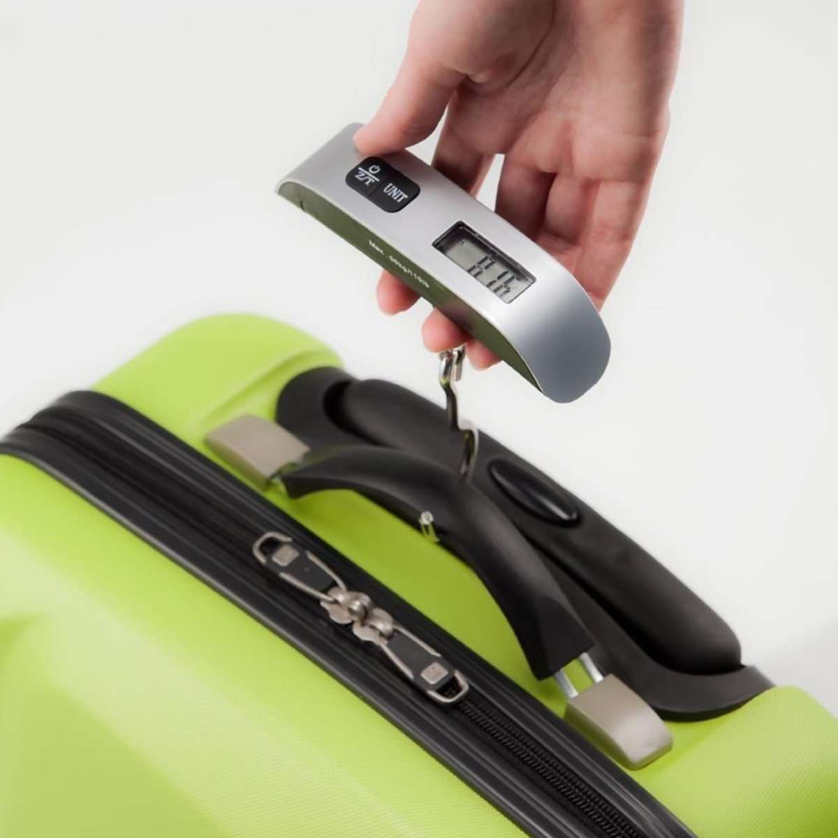 Báscula de Maletas Almalux® Electrónica con Percha – Hasta 50 kg, Pantalla Digital y Apagado Automático