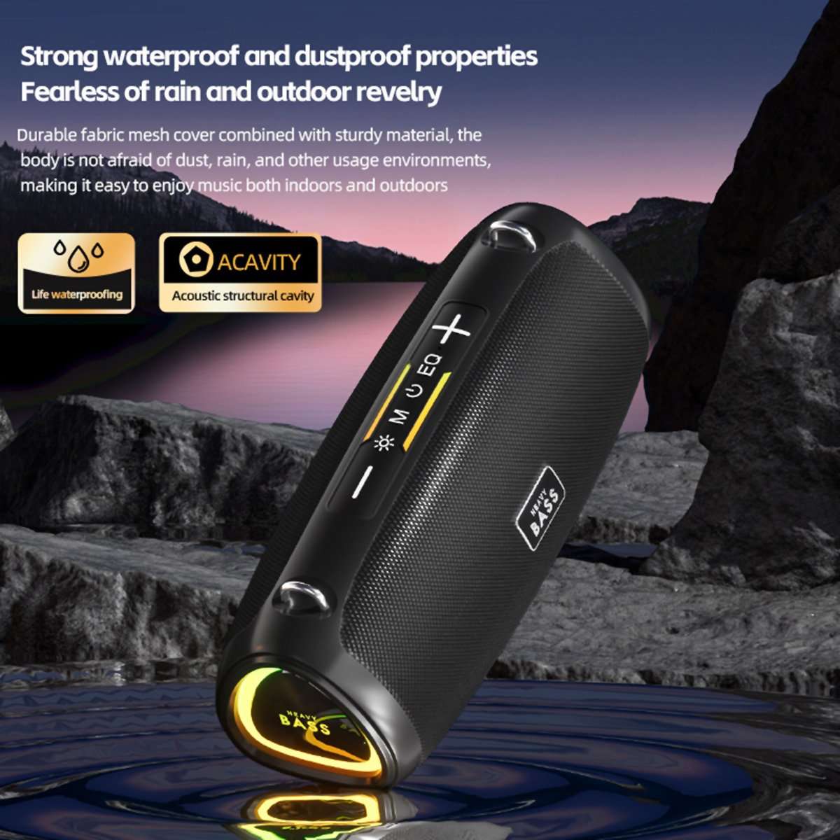 Altavoz Bluetooth portátil Almalux® BASS-13 de 30W con subwoofer y luces LED RGB
