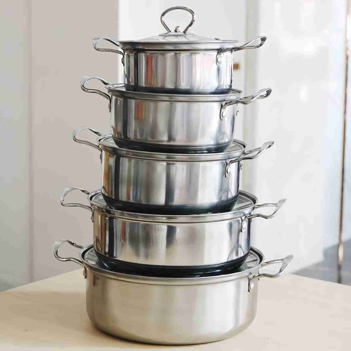Batería de cocina Almalux® de 10 piezas en Acero Inoxidable para todo tipo de cocinas