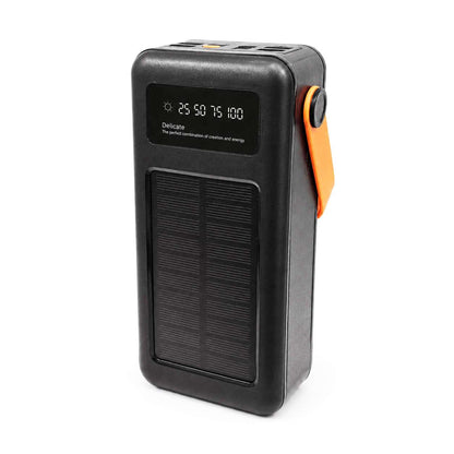PowerBank Solar 50000 mAh Almalux® con Cables Integrados, Luz LED y 4 Puertos USB – Batería Externa Portátil de Alta Capacidad