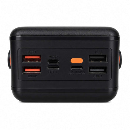 PowerBank Solar 50000 mAh Almalux® con Cables Integrados, Luz LED y 4 Puertos USB – Batería Externa Portátil de Alta Capacidad