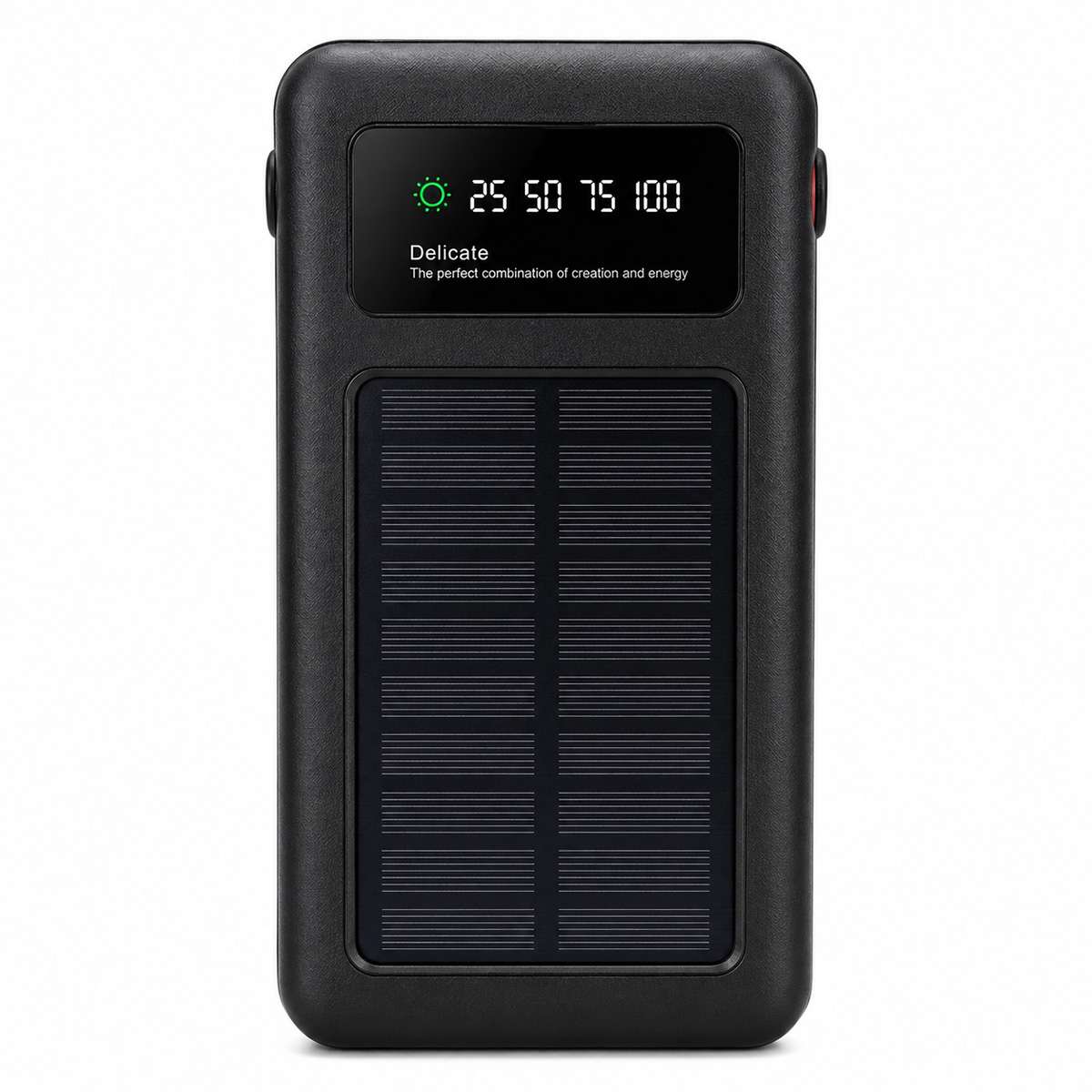 PowerBank Solar 50000 mAh Almalux® con Cables Integrados, Luz LED y 4 Puertos USB – Batería Externa Portátil de Alta Capacidad