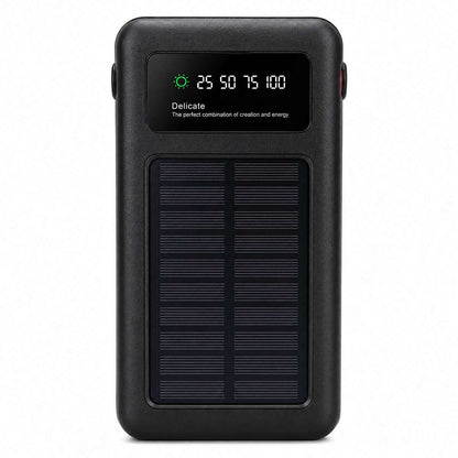 PowerBank Solar 50000 mAh Almalux® con Cables Integrados, Luz LED y 4 Puertos USB – Batería Externa Portátil de Alta Capacidad