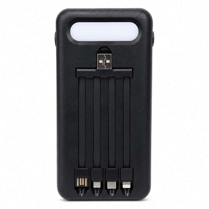 PowerBank Solar 50000 mAh Almalux® con Cables Integrados, Luz LED y 4 Puertos USB – Batería Externa Portátil de Alta Capacidad