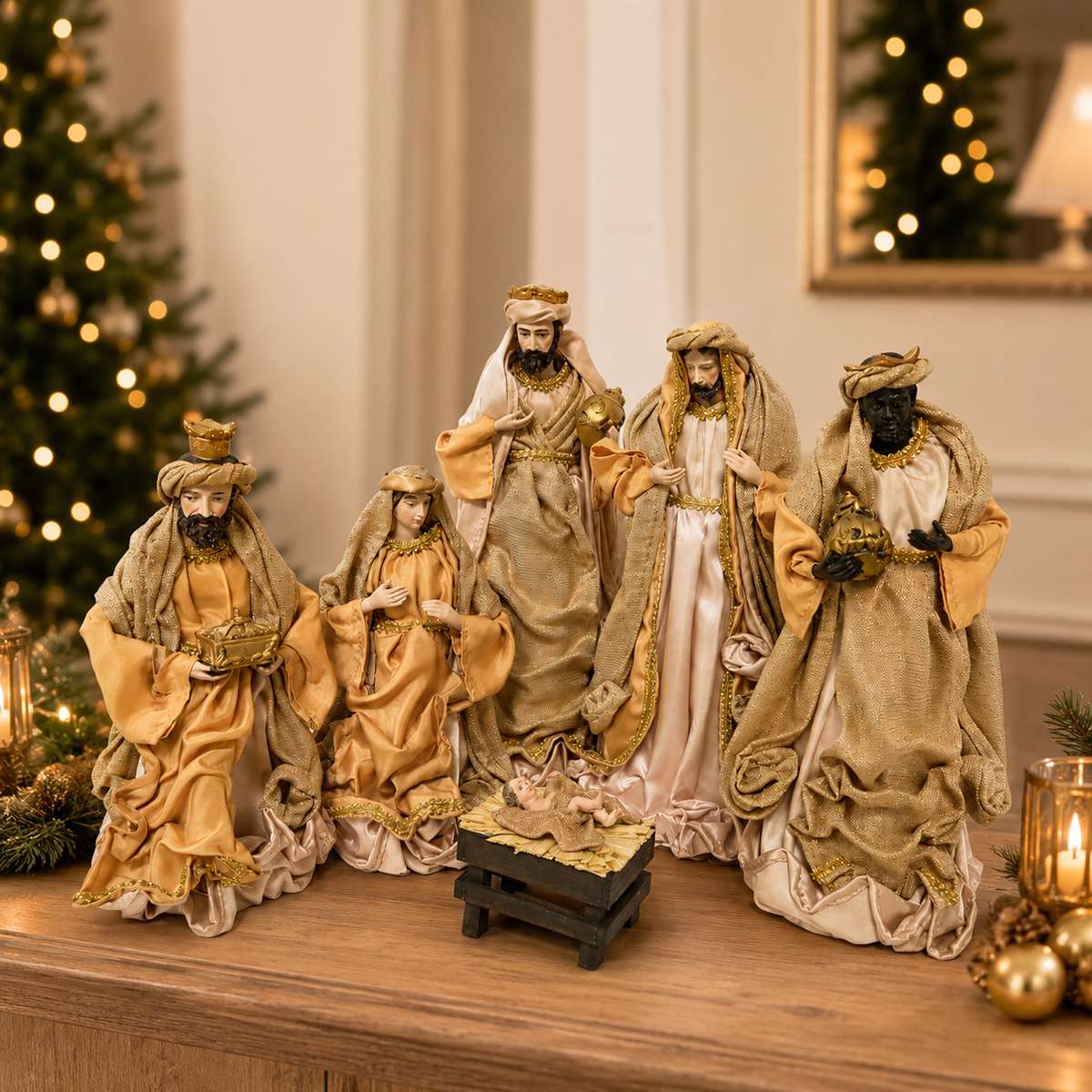 Belén Navideño Decorativo con Figuras de Nacimiento y Reyes Magos – Figura Máxima 30 cm