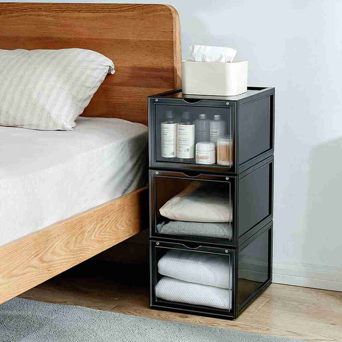 Zapatero organizador pongotodo Almalux® Negro apilable pack de 4 unidades
