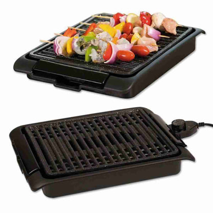 Grill eléctrico sin humos de 1250W con parrilla de aluminio antiadherente