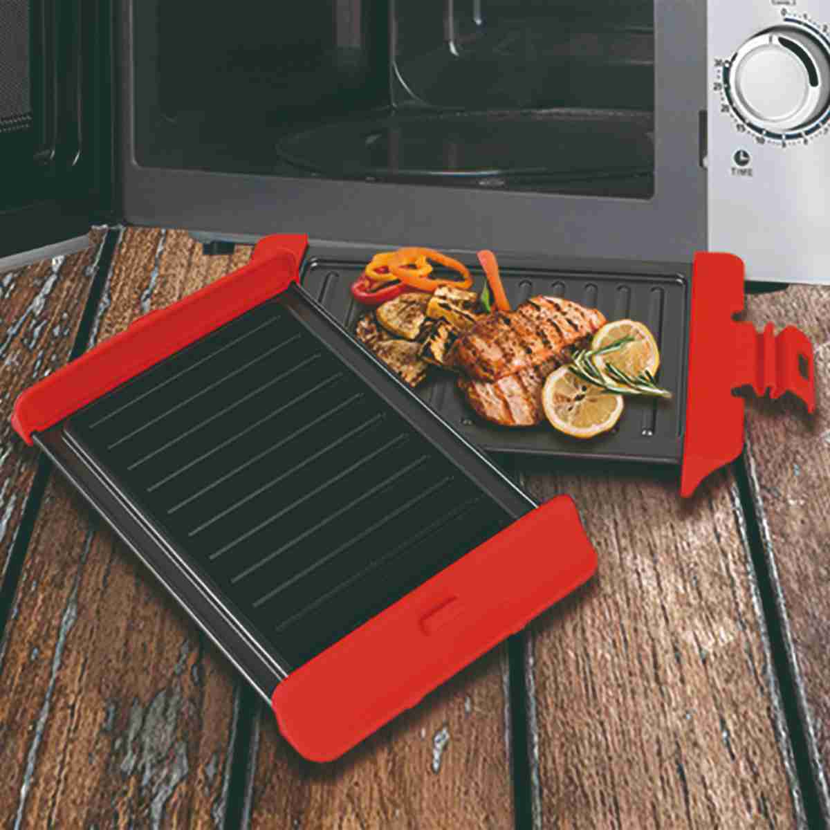 Mini plancha Grill para microondas de acero antiadherente de 26cm
