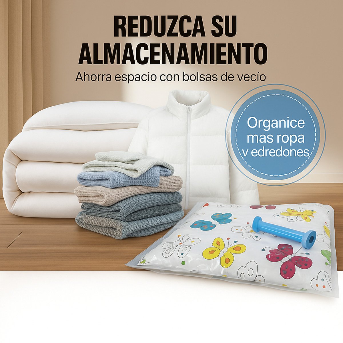 Pack de 12 Bolsas de Almacenamiento Almalux® al Vacío con Bomba Manual - Ahorrador de Espacio para Ropa, Protección contra Polvo y Humedad, Organizador Viaje y Temporada