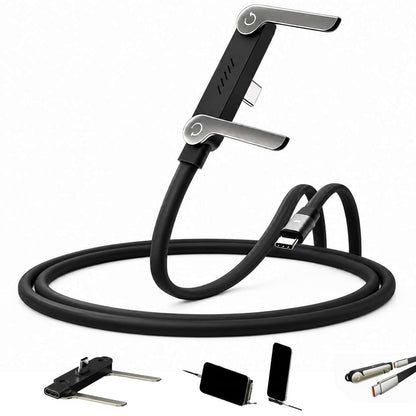Cable USB-C a USB-C 2 en 1 Almalux® 240W con soporte invisible integrado, adaptador desmontable y carga rápida PD